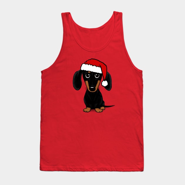 Santa Dachshund Black and Tan Wiener Dog Christmas Tank Top by Coffee Squirrel